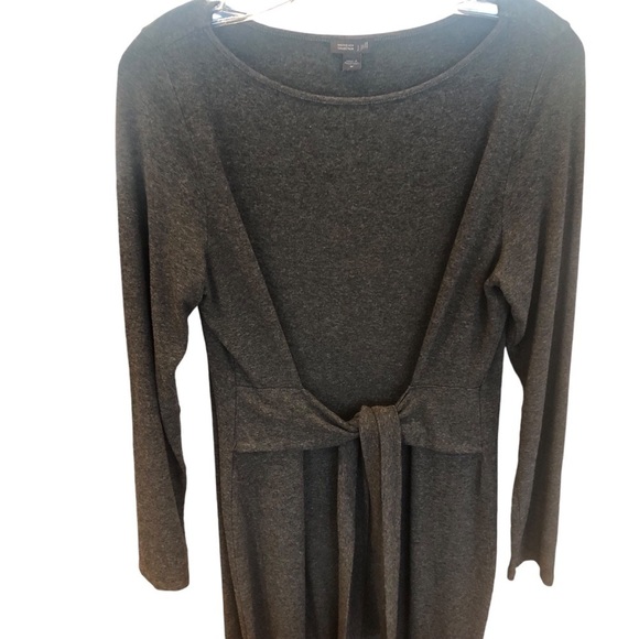 J Jill Wearever Collection Career Charcoal Tie Front Knee Length Dress Medium - Picture 3 of 10
